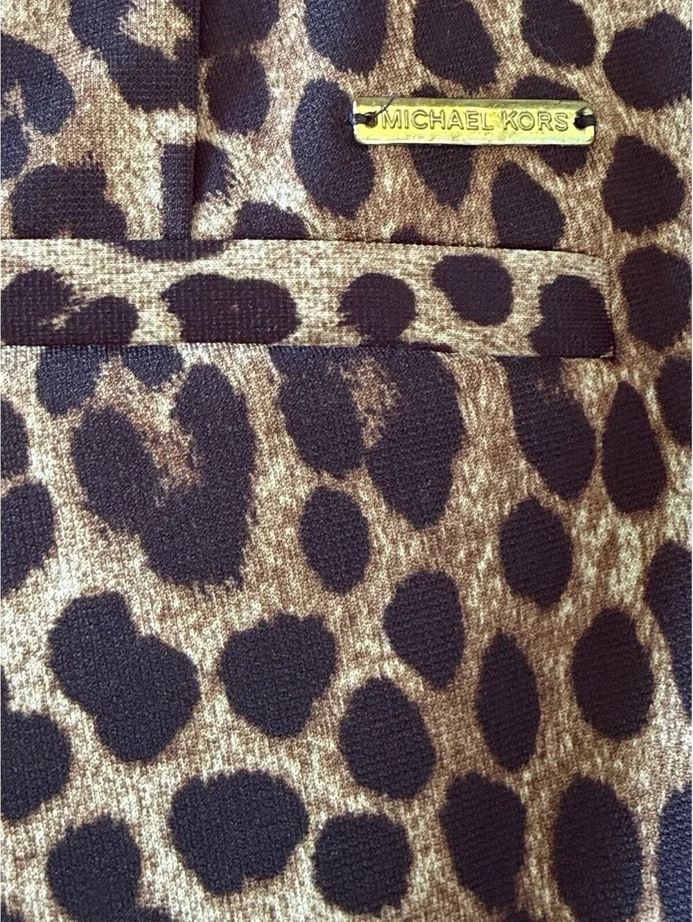 Michael Kors Women's Dark Camel Brown Leopard Print Pull On Leggings Size M